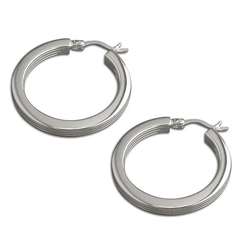 Square Ribbed Silver Hoops Square Ribbed Silver Hoops