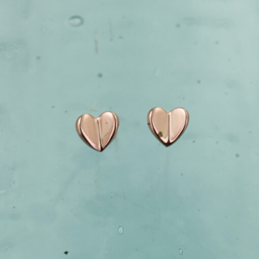 Gold Plated Silver Folded Heart Stud Earring E222G S Gold Plated Silver Folded Heart Stud Earring E222G S