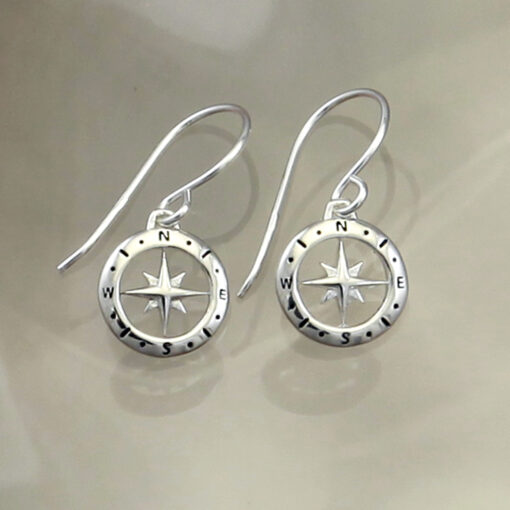 Loves Compass Silver Drop Earrings E208 S Loves Compass Silver Drop Earrings E208 S