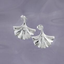 Silver Gingko Stud Earrings E224 S Silver Gingko Stud Earrings E224 S