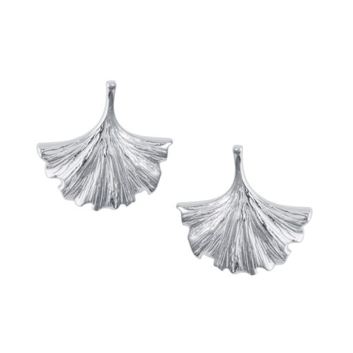 Silver Gingko Stud Earrings E224 W Silver Gingko Stud Earrings E224 W