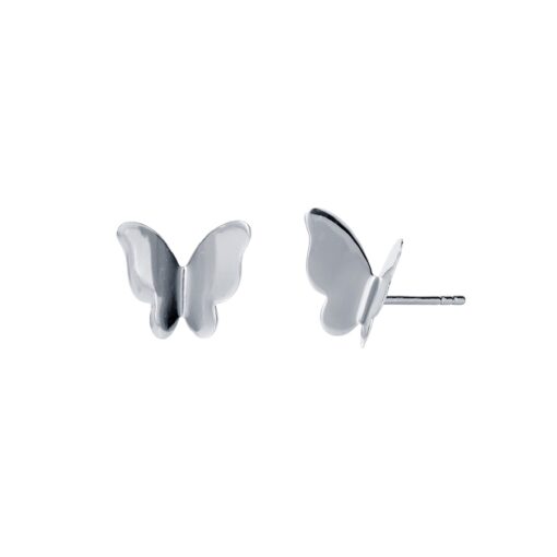 Silver Butterfly Polished Stud Earrings E245 W Silver Butterfly Polished Stud Earrings E245 W