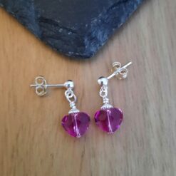 Crystal Mini Pink Heart Earrings