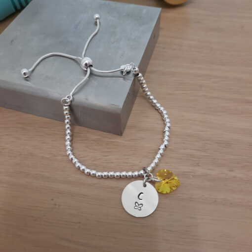 Personalised Initial Bracelet with Crystal Heart
