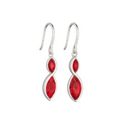 Fiorelli Silver Red Crystal Twist Earrings