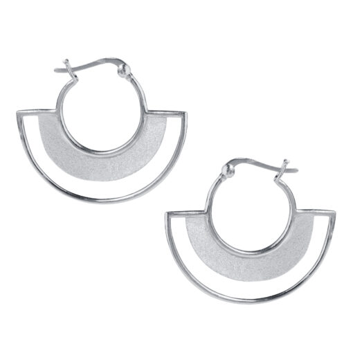 Silver Deco Half Hoop Earrings E230 W 1 Silver Deco Half Hoop Earrings E230 W 1