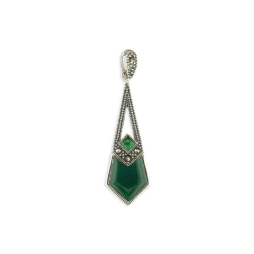 Green Agate and Marcasite Pendant Green Agate and Marcasite Pendant