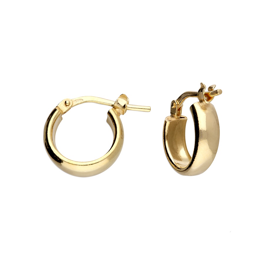 Plain 10mm Hoop Earrings in 9ct Gold