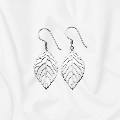 Silver leaf earrings