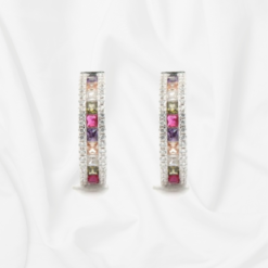 Multi Coloured CZ Hoop Earrings1 2 Multi Coloured CZ Hoop Earrings1 2