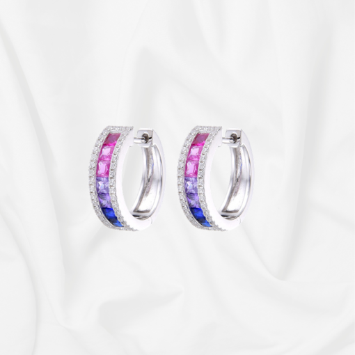 Rainbow CZ channel set Hoop Earrings Rainbow CZ channel set Hoop Earrings