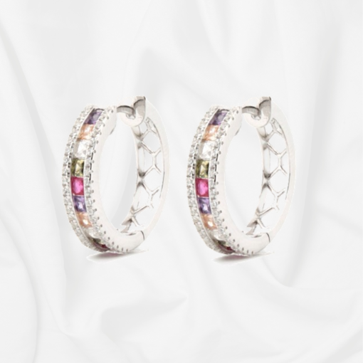 multi coloured CZ Hoop Earrings multi coloured CZ Hoop Earrings