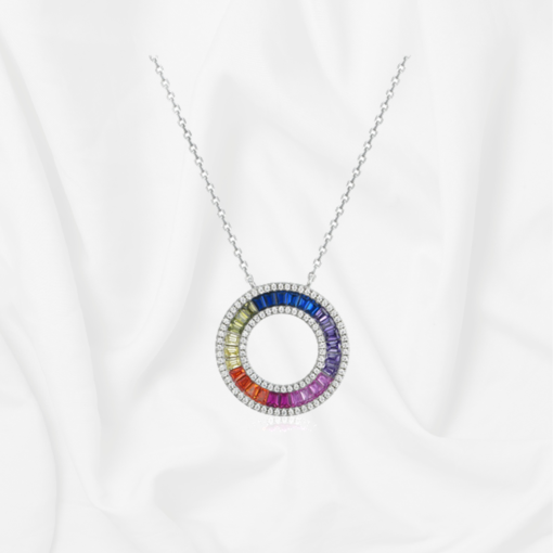 rainbow cz round necklace rainbow cz round necklace